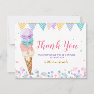 Colourful We Scream Four Ice Cream Fourth Birthday Thank You Card