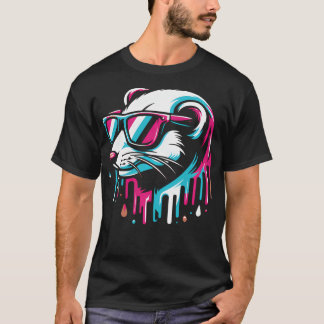 Colourful Weasel Sunglasses Art Cool T-Shirt