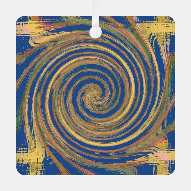 Colourful Weave Twirl Pattern Metal Tree Decoration (Front)