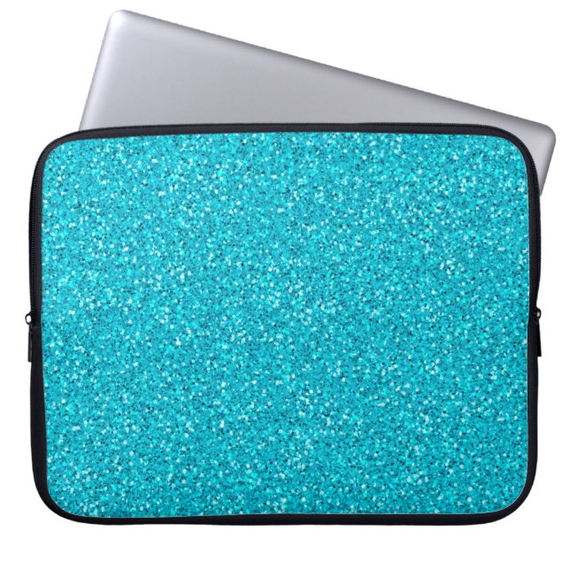 Colourful Wedding Anniversary Teal Glitter Laptop Sleeve (Front)