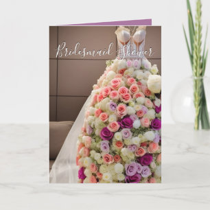 Colourful Wedding Floral Roses Dress  Card