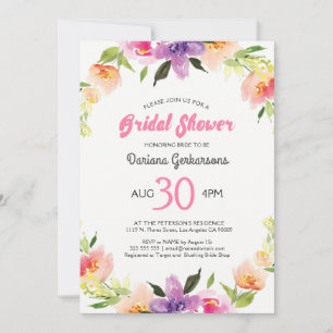 Colourful Wedding Floral Wreath Invitation
