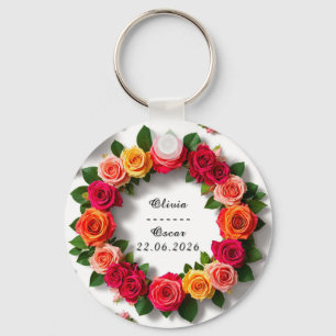Colourful Wedding Floral Wreath Key Ring