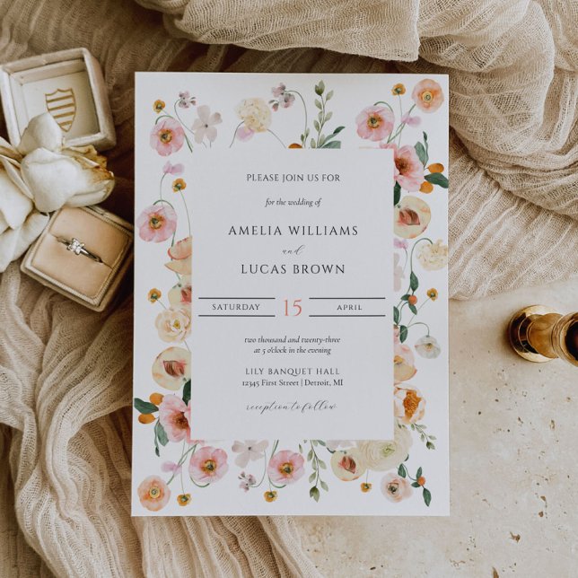 Colourful Wedding Invitation with Spring Florals (Creator Uploaded)