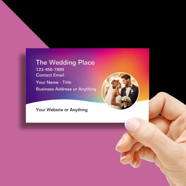 Colourful Wedding Theme Modern Business Cards (Creator Uploaded)
