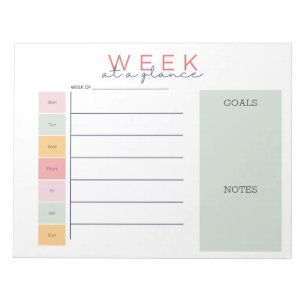 Colourful Week at a Glance Notepad