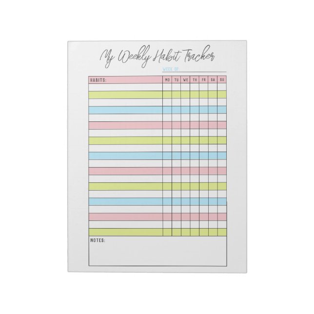Colourful Weekly Habit Tracker Notepad (Rotated)