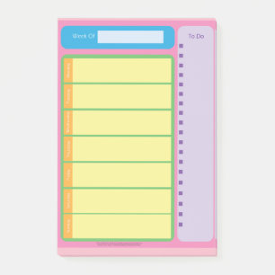 Colourful Weekly To Do Sticky Notes