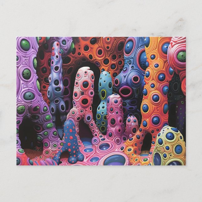 Colourful Weird Creatures Abstract Postcard (Front)
