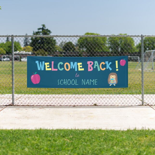 Colourful Welcome Back To School Hedgehog Banner (Insitu)