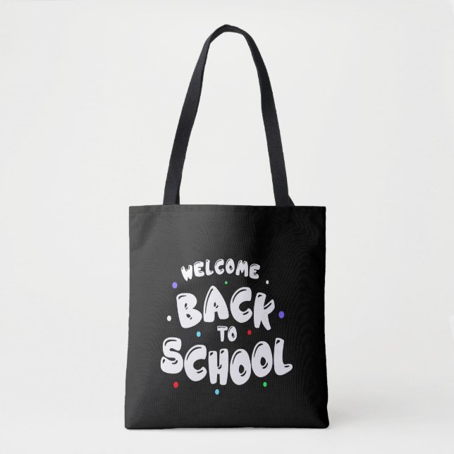 Colourful Welcome Back to School Typography Tote Bag (Front)