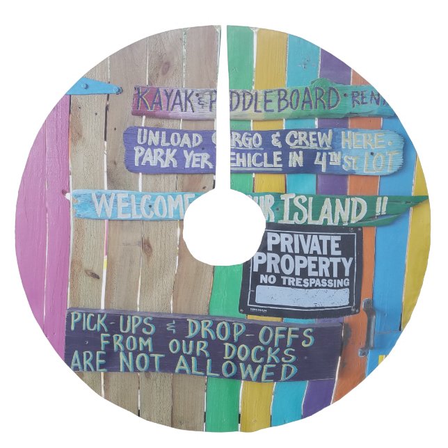 Colourful Welcome Island sign Carribean Brushed Polyester Tree Skirt (Front)