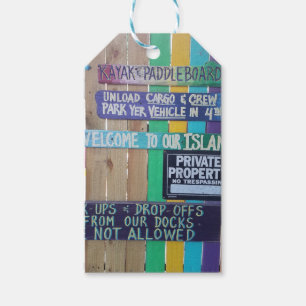 Colourful Welcome Island sign Carribean Gift Tags