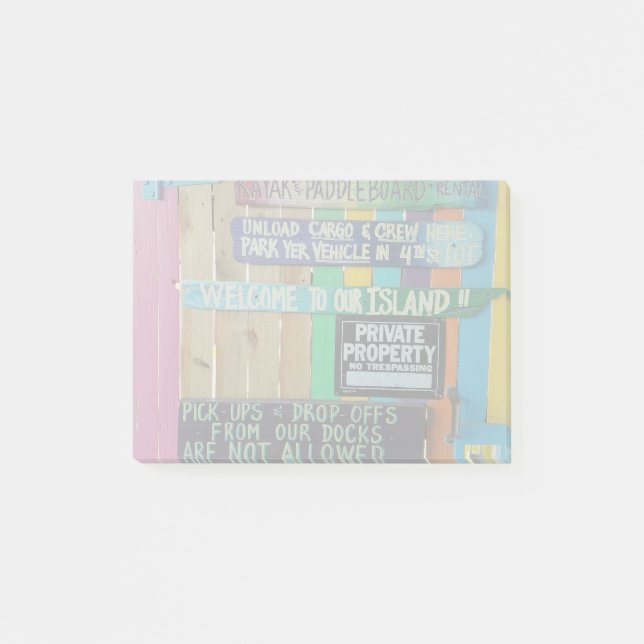 Colourful Welcome Island sign Carribean Post-it Notes (Front)