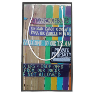 Colourful Welcome Island sign Carribean Small Gift Bag
