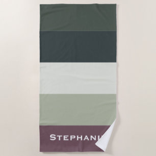 Colourful Wenge Green Palette Abstract Stripes Nam Beach Towel