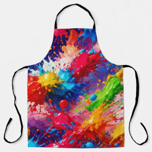 Colourful Wet Paint Splash Design Apron