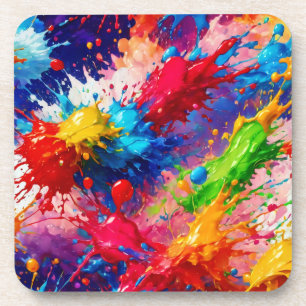 Colourful Wet Paint Splash Design Coaster