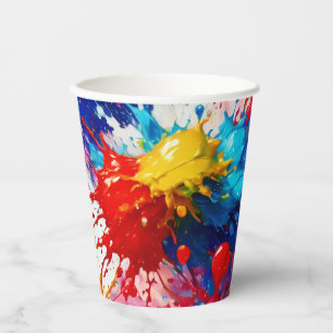 Colourful Wet Paint Splash Design Paper Cups