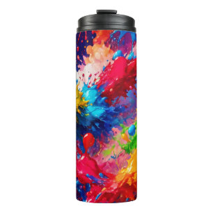Colourful Wet Paint Splash Design Thermal Tumbler