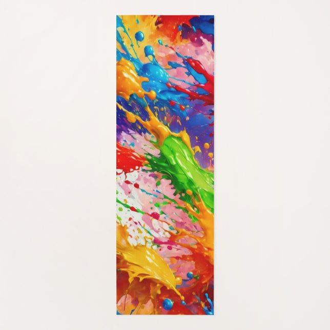 Colourful Wet Paint Splash Design Yoga Mat (Front)