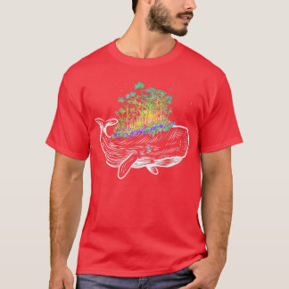 Colourful Whale Island Rainbow Forest Art T-Shirt