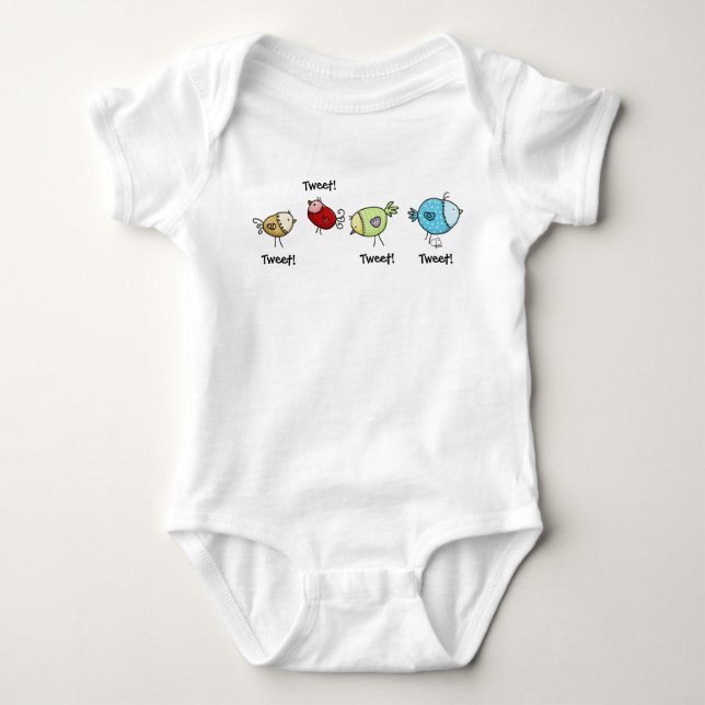 Colourful Whimsical Birds Baby Bodysuit (Front)