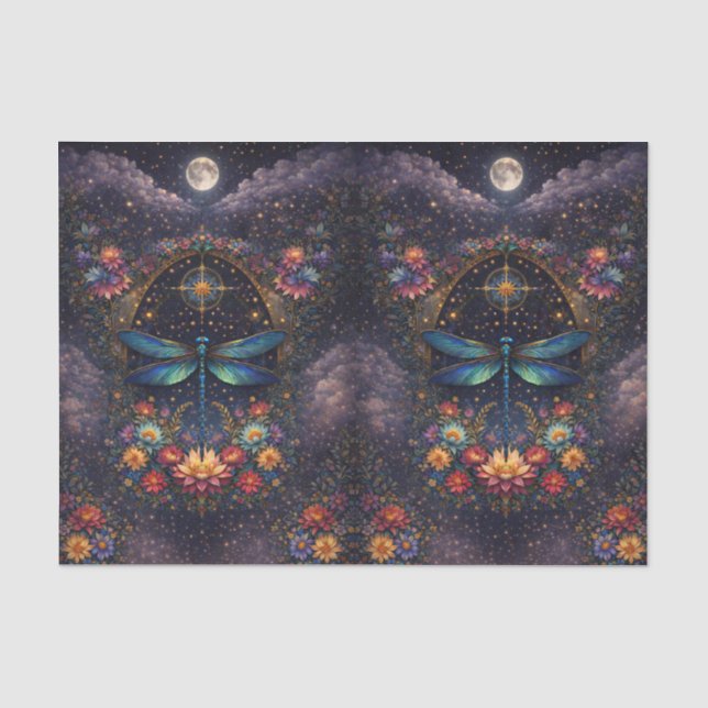 Colourful Whimsical Boho Dragonfly Decoupage Tissue Paper (Front)