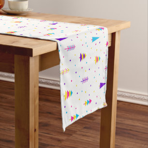 Colourful Whimsical Christmas Tree Pattern Short Table Runner