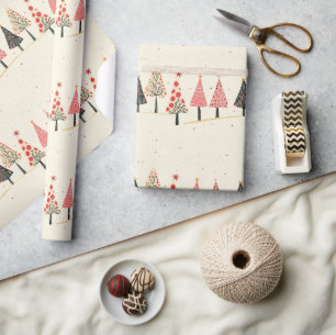 Colourful Whimsical Christmas Tree Pattern Wrapping Paper