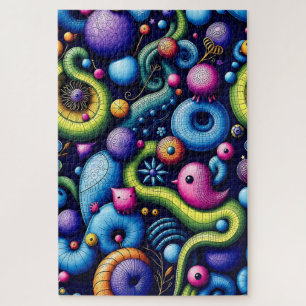 Colourful Whimsical Creatures- Fun Abstract Fantas Jigsaw Puzzle