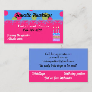 Colourful whimsical Event Planner Business Card