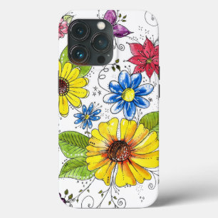 Colourful Whimsical Flower Garden iPhone 13 Pro Case