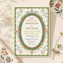 Colourful Whimsical Folk Floral Birds Wedding