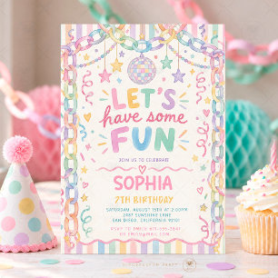 Colourful Whimsical Fun Girl Birthday Pastel Invitation