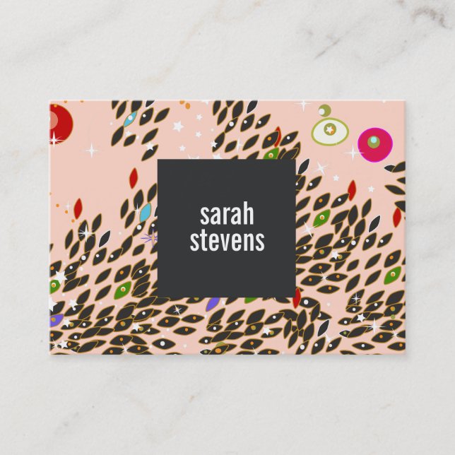 Colourful Whimsical Pattern Pink Fashion and Beaut Business Card (Front)