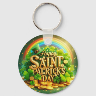 Colourful, whimsical Rainbow Saint Patrick's Day Key Ring