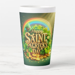Colourful, whimsical Rainbow Saint Patrick's Day Latte Mug