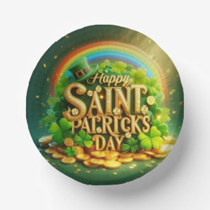 Colourful, whimsical Rainbow Saint Patrick's Day Paper Plate