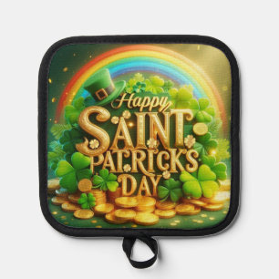 Colourful, whimsical Rainbow Saint Patrick's Day Pot Holder