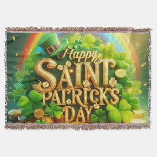 Colourful, whimsical Rainbow Saint Patrick's Day Throw Blanket