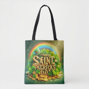 Colourful, whimsical Rainbow Saint Patrick's Day Tote Bag
