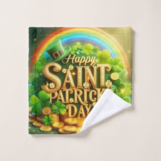 Colourful, whimsical Rainbow Saint Patrick's Day Wash Cloth (Wash Cloth)
