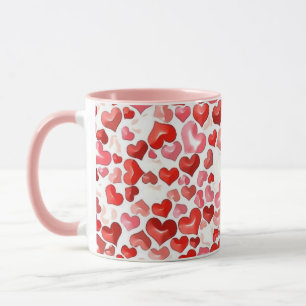 Colourful Whimsical Small Hearts Red Pink White Mug