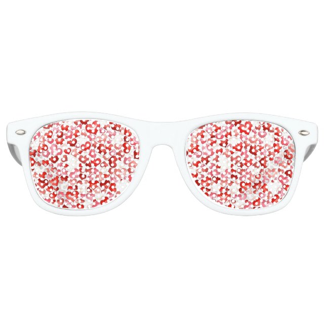 Colourful Whimsical Small Hearts Red Pink White   Retro Sunglasses (Front)
