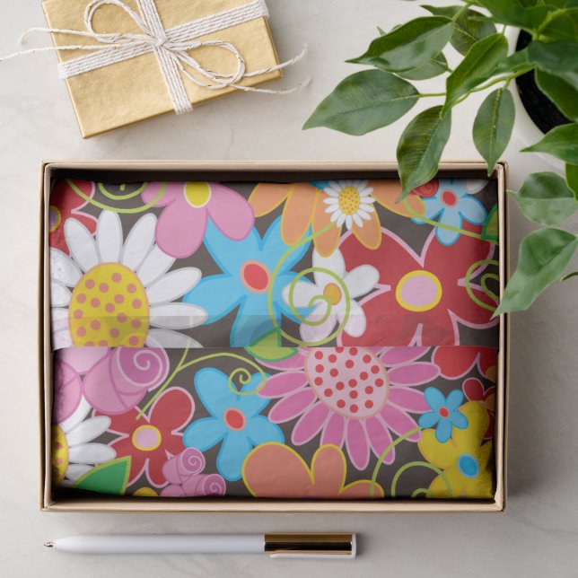 Colourful Whimsical Spring Flowers Garden Chic Cut Tissue Paper (Gift)