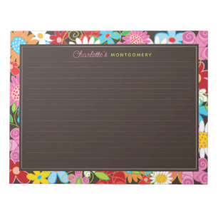 Colourful Whimsical Spring Flowers Garden Notepad