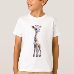 Colourful Whimsical Watercolor Spotted Giraffe Kid T-Shirt