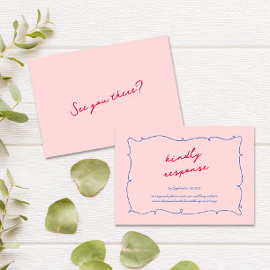 Colourful Whimsical Wavy Border & Script Wedding RSVP Card