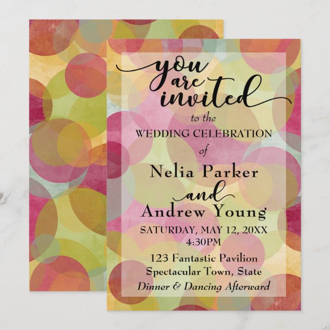 Colourful Whimsical Wedding | Black You are Invite (Front/Back)